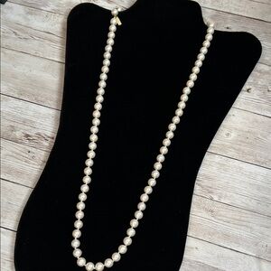 Marvella Elegant Hand Knotted Faux Pearl Necklace with Beautiful Pin Clasp